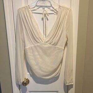 Lola and Grace Chic Cream V-Neck Blouse, size M